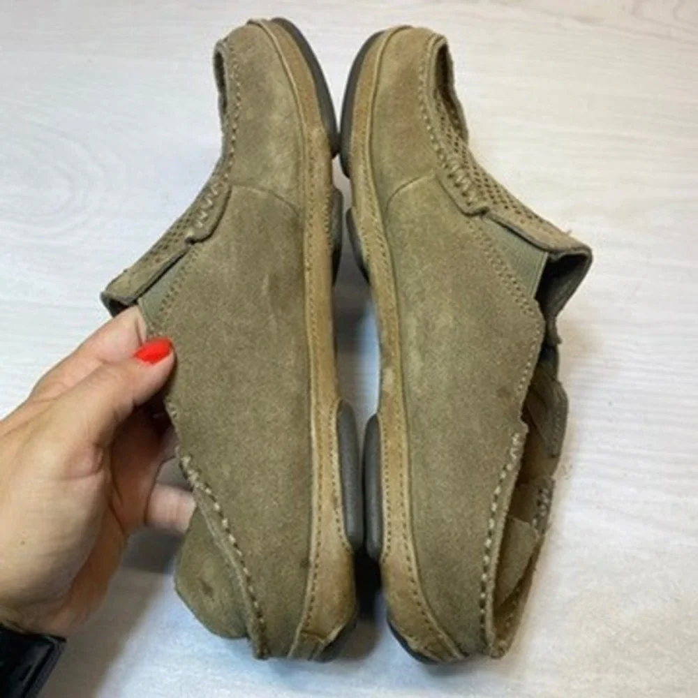 OluKai Mens 11 Moloa Kohana Slip On Loafers Suede Olive  display picture 2
